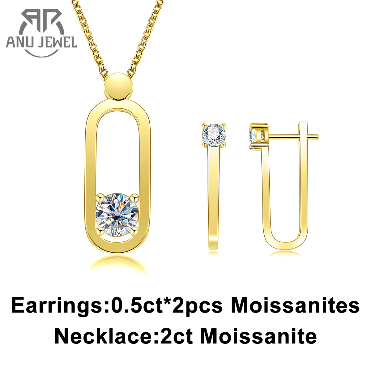 Ansi Chain - AnuJewel 2ct D Kleur Moissanite Pin